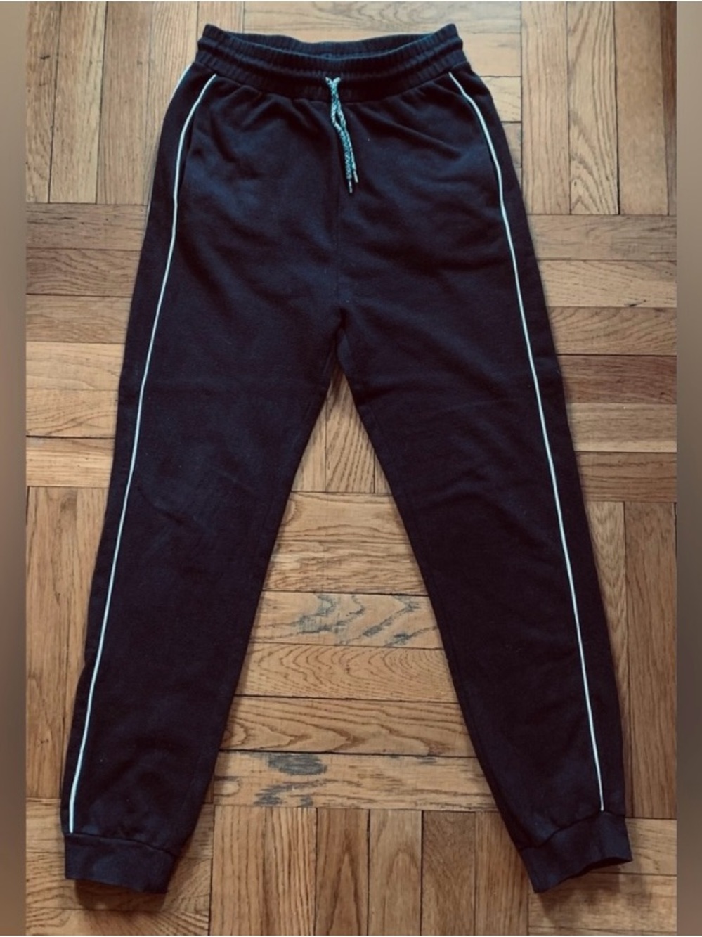 H&M Black Track Jogger Pants with White Piping